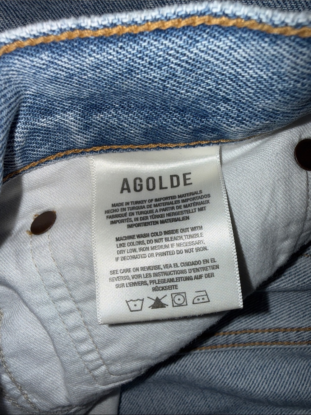 AGOLDE Light Blue Wide Cropped Straight-Leg Denim Jeans Size 29 Buttonfly - Picture 3 of 6